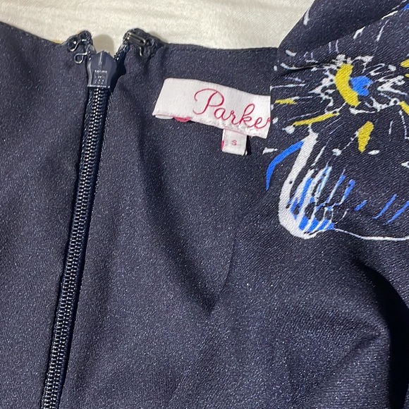 Parker Ruffled A-Line Mini Dress in Cosmic Fleur - Picture 2 of 6